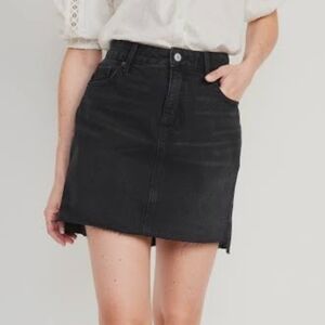 Old Navy High-Rise Secret Smooth Black Button Fly Mini Jean Skirt Black Jack 4